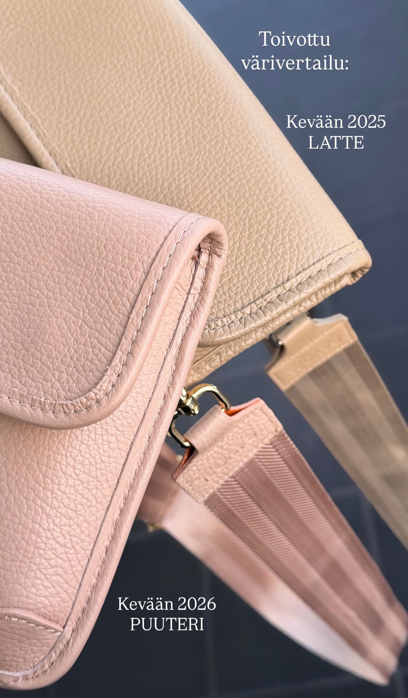 Tasca-nahkalaukku, puuteri/kulta